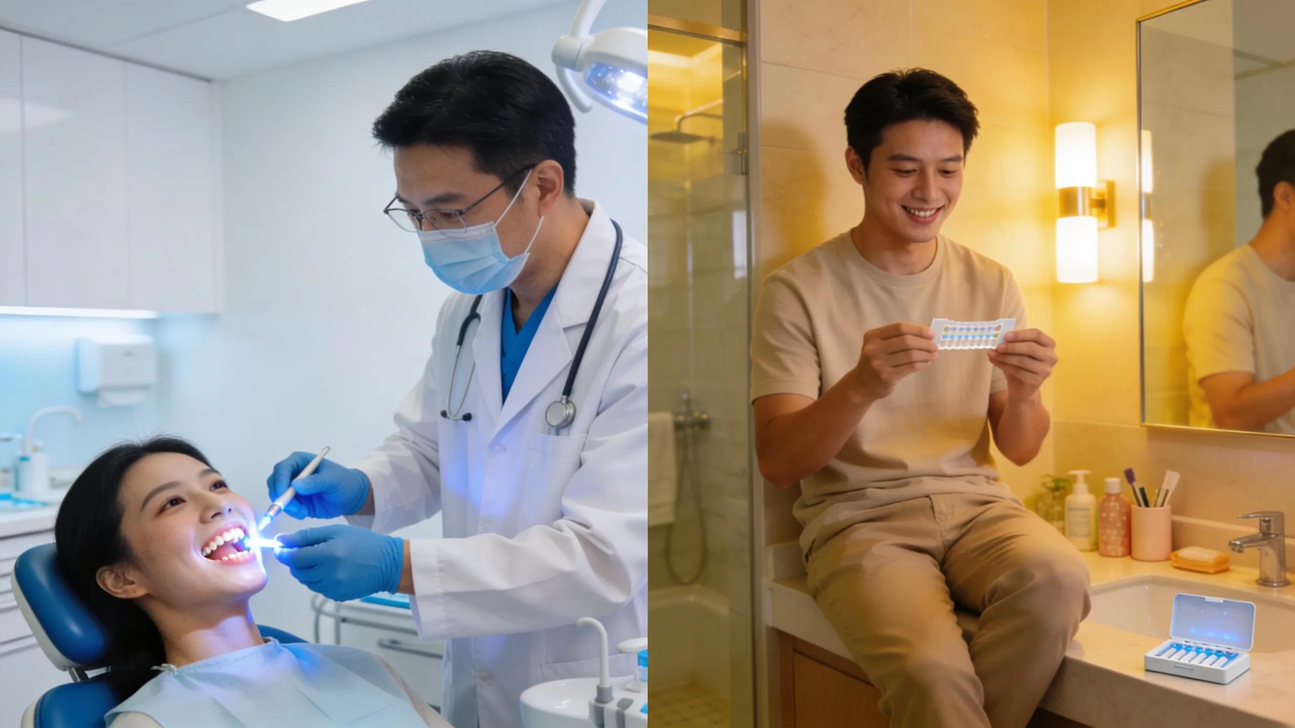 Comparison of in-office teeth whitening treatment and at-home whitening kits