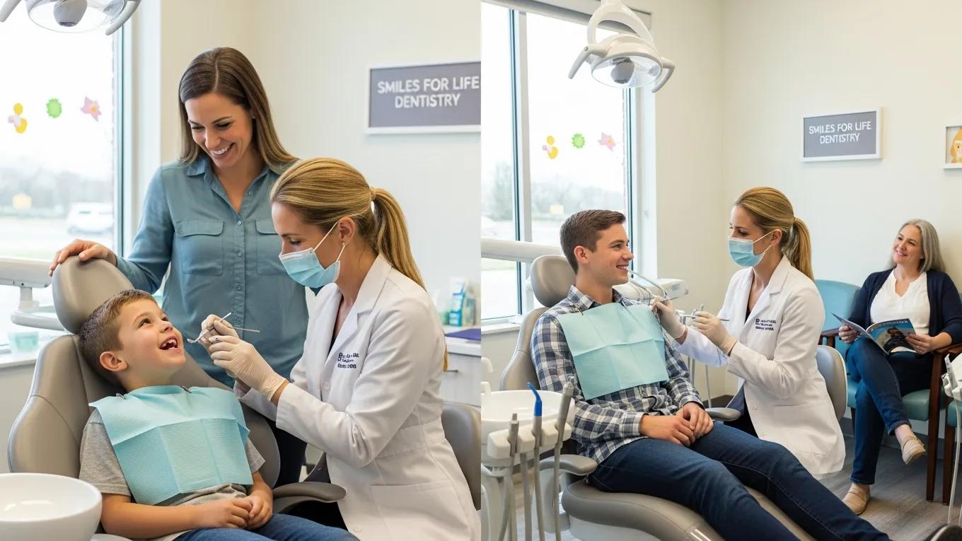 Child and parent interacting with their family dentist, emphasizing continuity in dental care