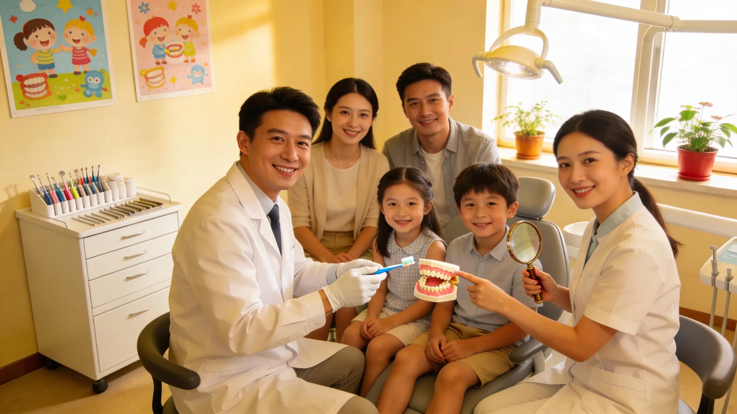 Family engaging with dentist during a dental checkup emphasizing preventive care