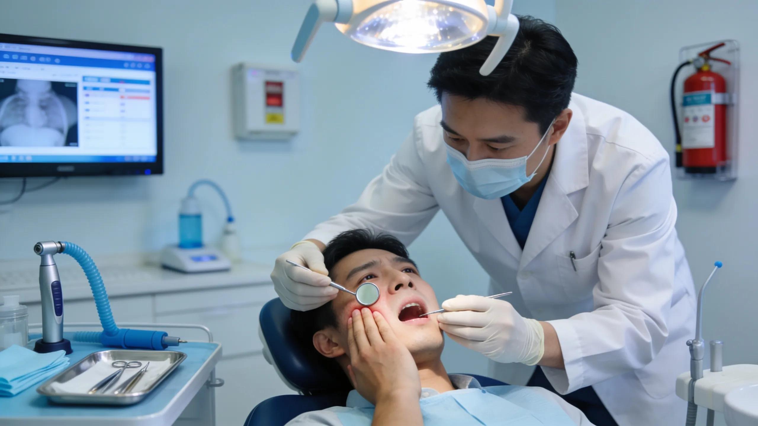 Dental professional providing care during an emergency dental visit at Vista Dental
