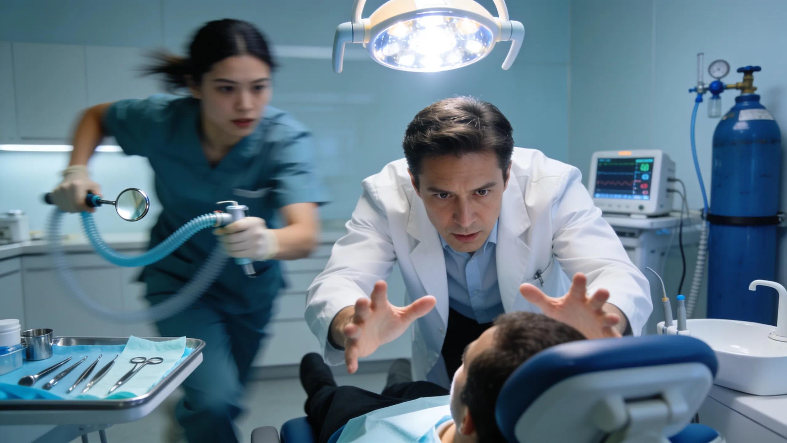 Dental team efficiently responding to an emergency patient in a Skokie clinic