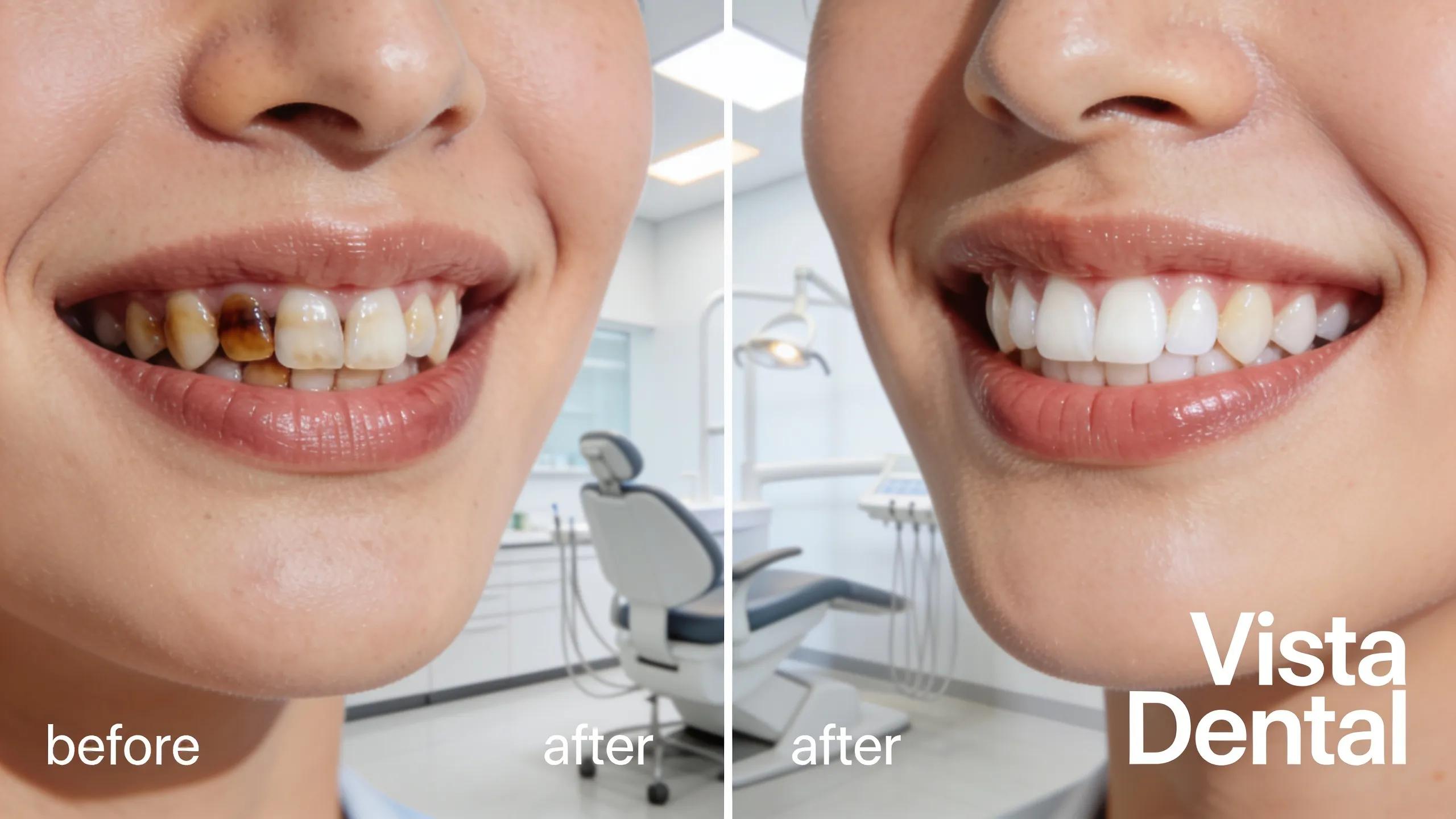 Before and after cosmetic dentistry results highlighting smile transformation