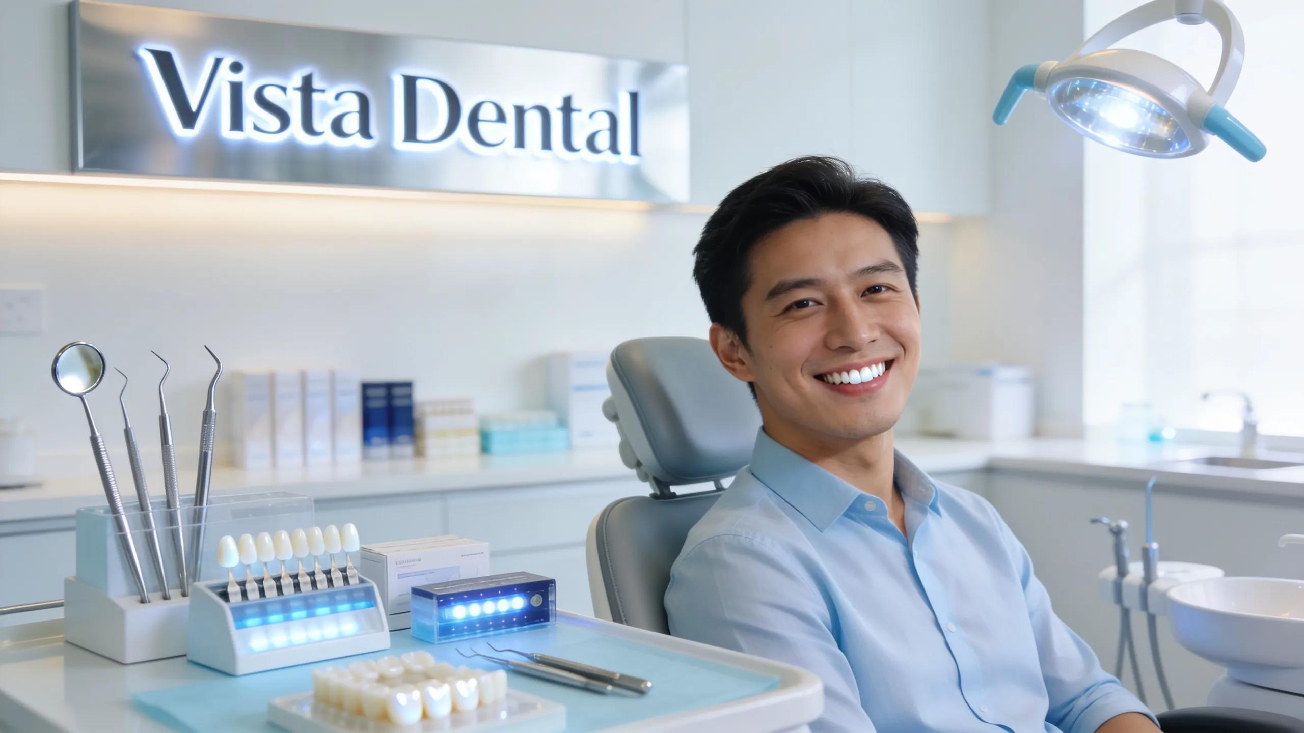 Patient showcasing a beautiful smile after cosmetic dentistry treatment at Vista Dental Skokie