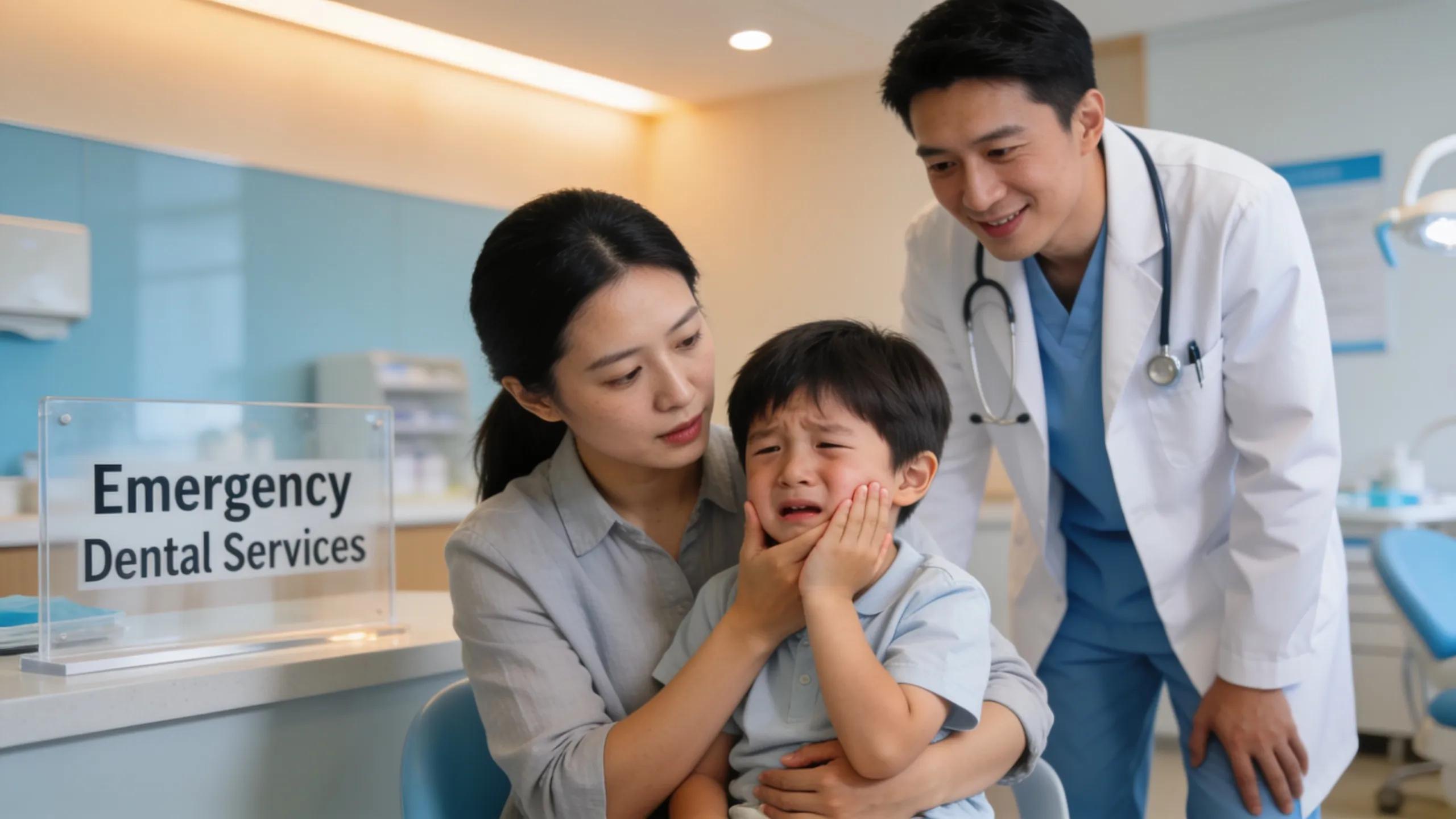 Parent and child in a dental office, emphasizing the importance of emergency dental care services