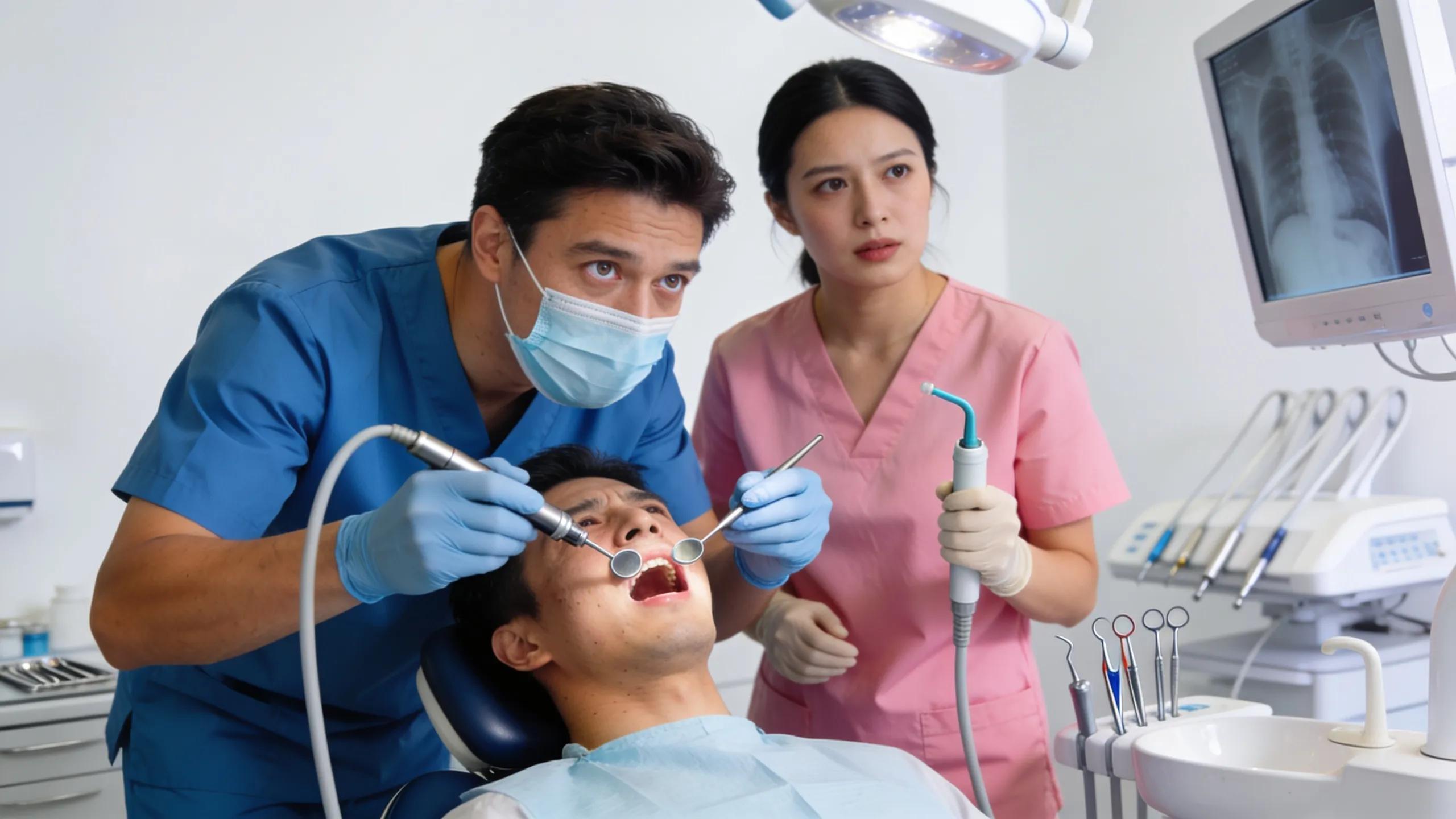 Dental team providing urgent care for a patient experiencing tooth pain